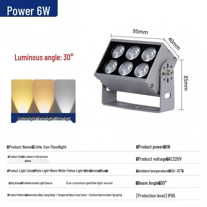 LED Floodlight Outdoor Waterproof Spotlight for Wall, Pillar, or Tree