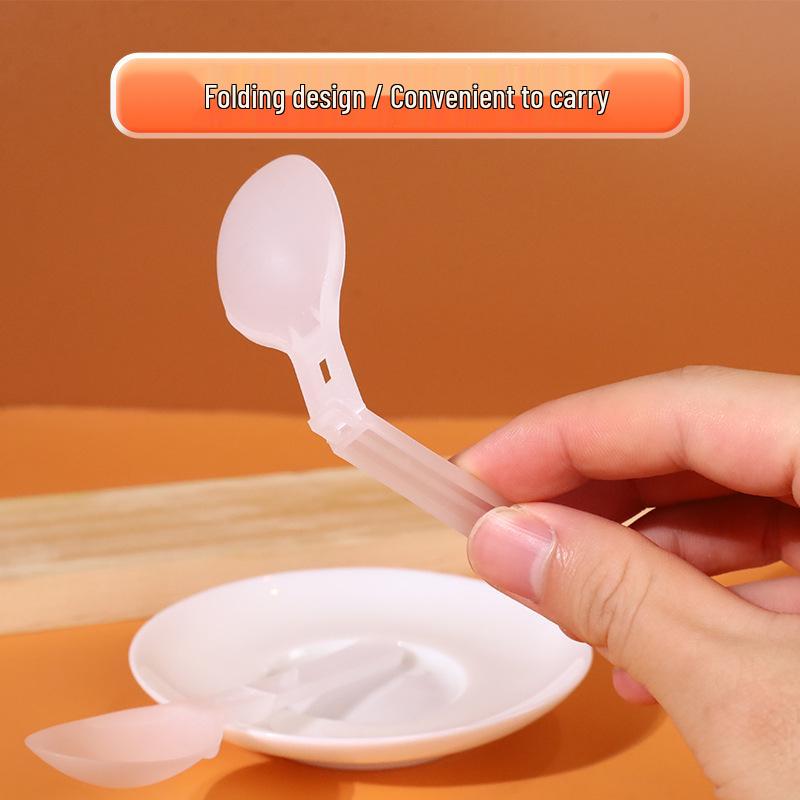 New Year Special: Disposable 129mm Thickened PP Plastic Folding Spoon, Individually Packaged