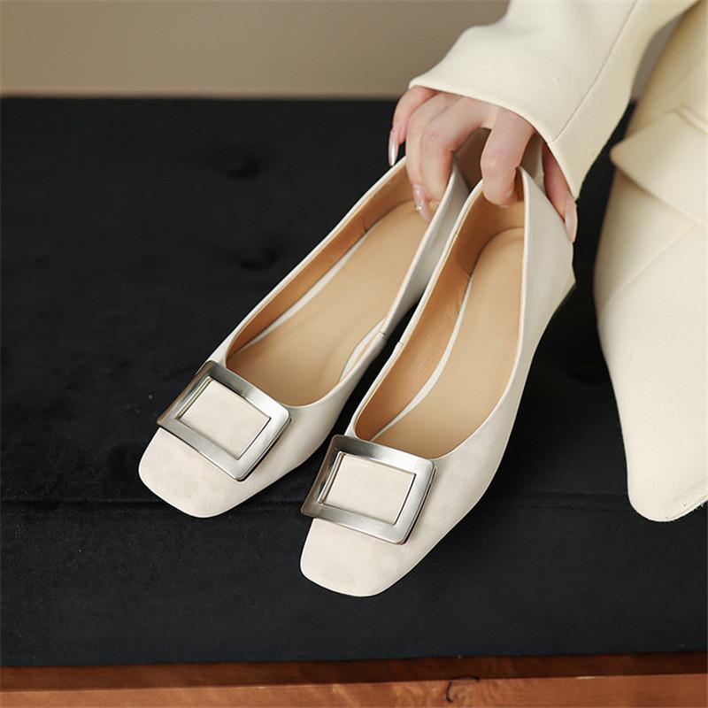 Fashion 2025 Spring/summer Leopard Print Cow Leather Woman Shoes Square Toe Low Heel Women Pumps Shoes for Women Shallow Mouth Loafers