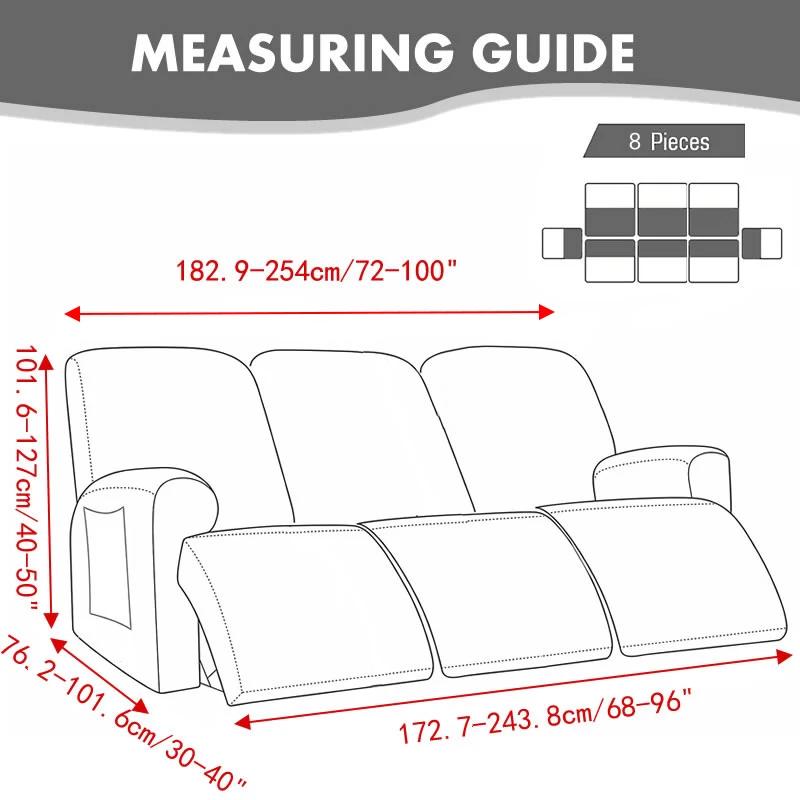 1/2/3 Seater Velvet Stretch Recliner Sofa Cover Relax Armchair Slipcover Elastic All-inclusive Reclining Sofa Protector