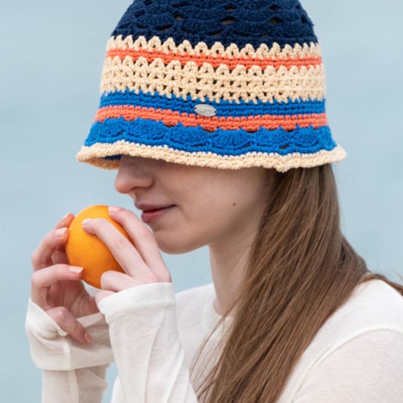 

Slowslowly No.132 / Cotton Candy Punching Bucket Hat _ Pop (Cotton Candy Punching Color Bucket Hat Crochet Knit Hat _ Pop Color) Pop