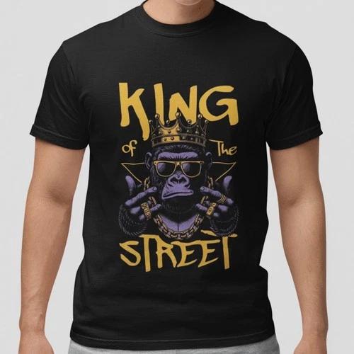 King of The Street Gorilla Graphic Tee Hip Hop Style Urban Streetwear Unisex Top M