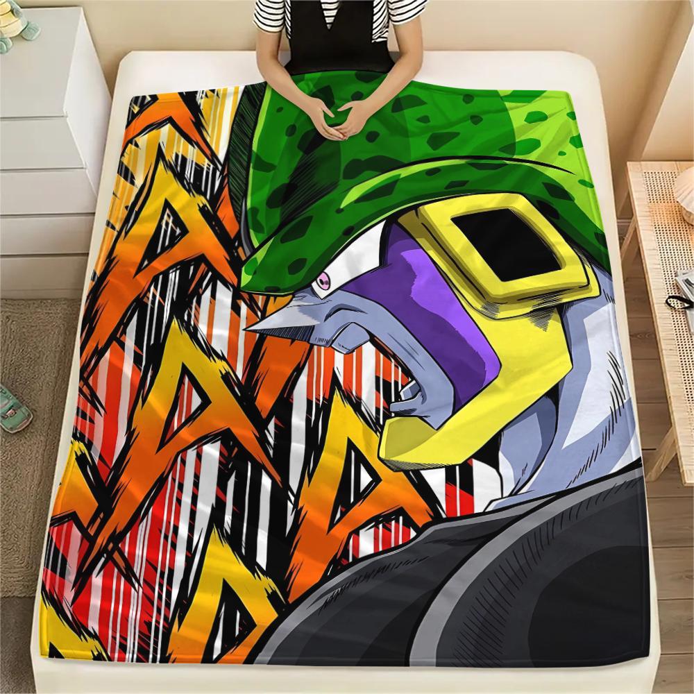Dragon Ball Charaktere Druck Flanelldecke, Hohe Qualität, Bequem für Alle Jahreszeiten, Heimdekoration, Wärme und Komfort, Perfekt für Weihnachtsgeschenke