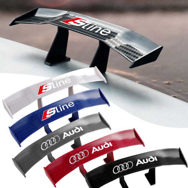 1Pcs Carbon Fiber Car Mini Rear Spoiler Mini Small Wing Model Decoration for Audi Q2 Q3 TT RS3 RS4 A3 A4 B5 B6 A3 8P 8V 8L A5 A6 C6 C5 A1 A7 A8