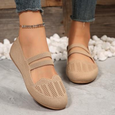Außenhandel flache Einzelschuhe Damen 2025 neu flacher Ausschnitt runde Zehenpartie Fußset gestrickt lässig große Größe Damenschuhe
