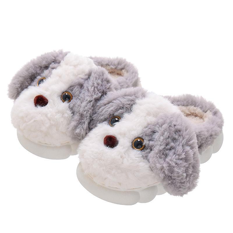 Children's Indoor Non-slip Cute Puppy Slippers - Boys' and Girls' Warm Cotton Fur for Autumn/Winter