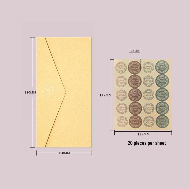 Retro Hot Stamping 5-Piece Envelope & Seal Set for Western-Style Greeting Cards and Qixi Festival Invitations