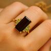 Baguette Onyx and Peridot Ring – Yellow Gold Plated 925 Sterling Silver Ring – Art Deco Bridal Wedding Jewelry Gift
