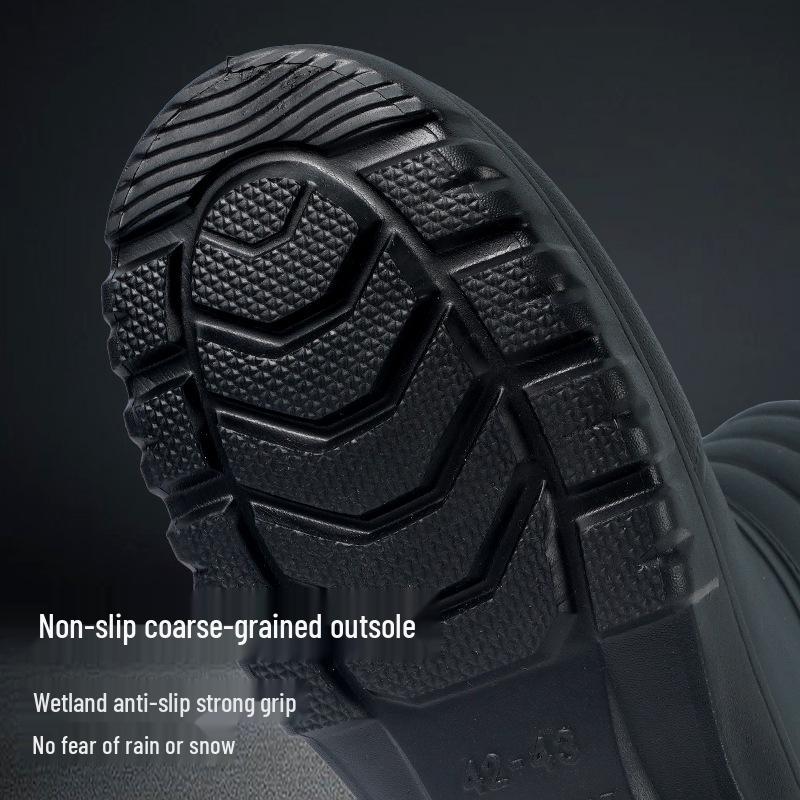 Men's Winter Velvet-Lined Non-Slip Waterproof High-Top Rain Boots for Outdoor and Work