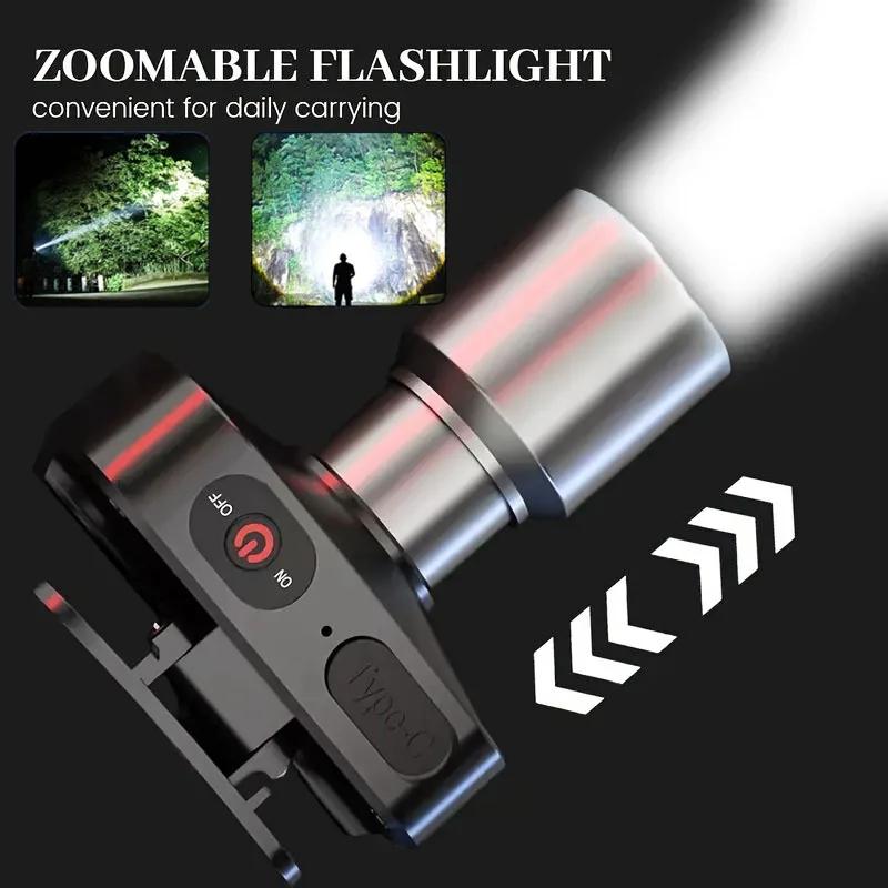 Outdoor Headlamp Telescopic Zoom USB Rechargeable Modes Adjustable Waterproof Super Bright Cycling Night Fishing LED Head Light