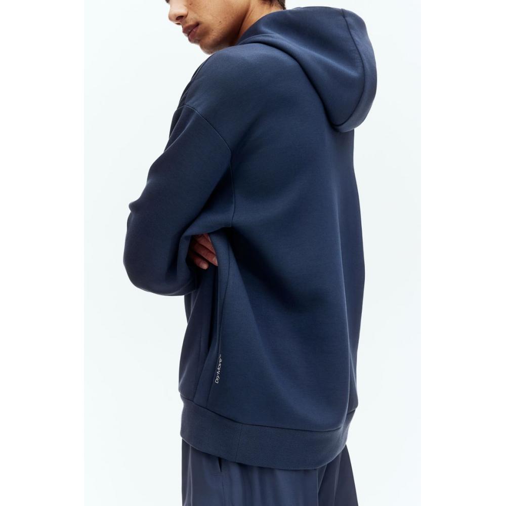 H M Sports Hoodie Loose Fit dryMove Navy Blue