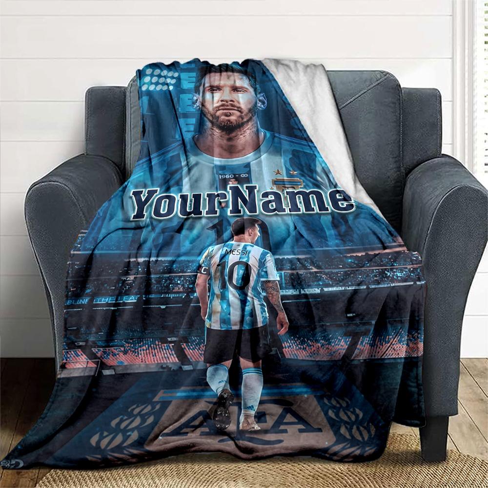 Messi Customize Your Name Blanket Throw Customizable Blanket Comfortable Perfect for Couch Office Chair Chair Livingroom Four Seasons Multipurpose