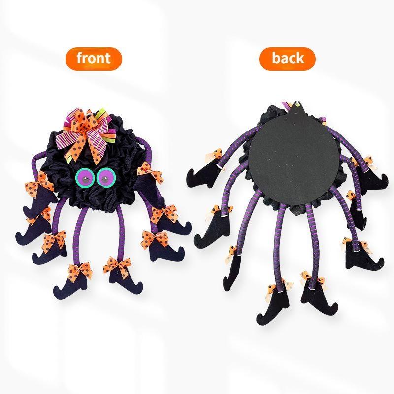 Halloween Party Decor Multi-leg Witch Wreath Spider Door Ornament Pendant Home Wall Hanging Decoration