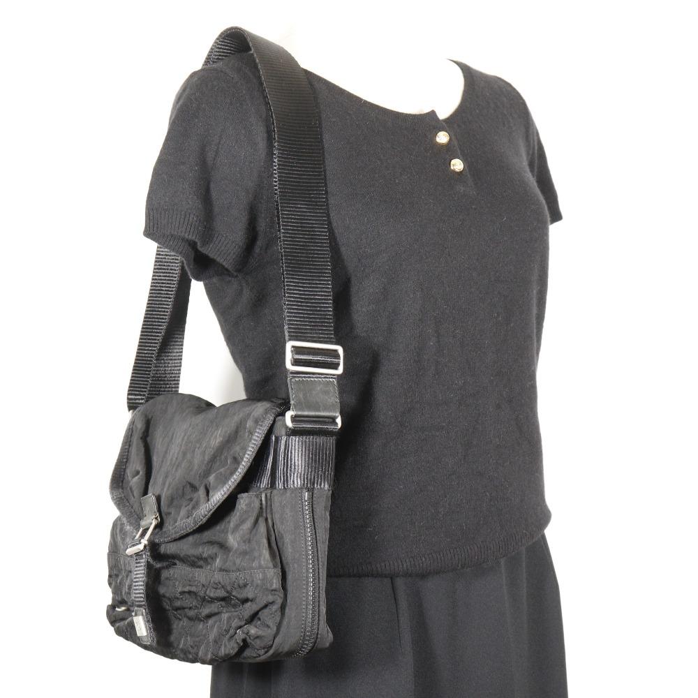 CHANEL Sports line Shoulder Bag Matelasse black Nylon Women Used