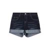 Women's High-Waisted Stretchy Denim Shorts - Deep Blue A-Line Rolled Hem, Plus Size, Summer 2025