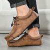 New Vintage Fashion Men's Lace Up All-match Leather Casual Driving Shoes Male Designer Comfort Walking Footwear