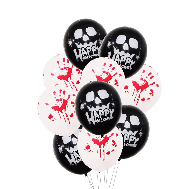 Halloween Ghost & Skeleton Balloon Set - 12-Inch Latex with Pumpkin & Bat Prints