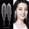 Elegant European & American Diamond Tassel Earrings - Korean Style for Evening Parties and Brides