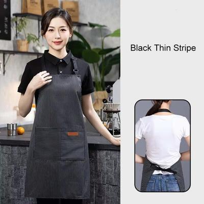 Adjustable Striped Apron Wear-resistant with 2 Pockets Cooking Apron Breathable Comfortable Chef Apron Food Preparation