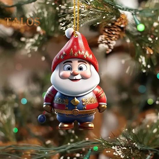 1 Pair Cartoon Figures Pendant Easy To Hang Acrylic Christmas Ornaments Colorful Reusable Hanging Pendant for Festive Home Decor Xmas Tree