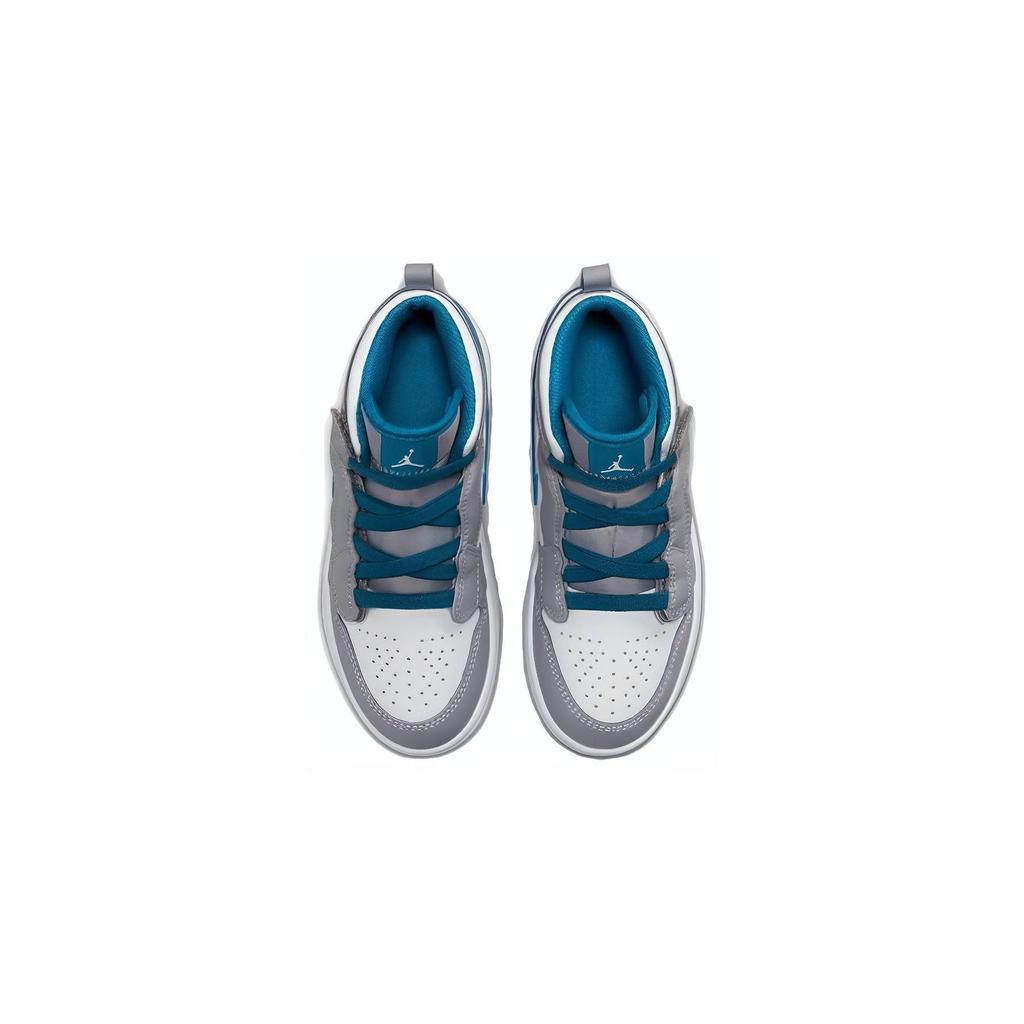 Jordan 1 Mid Alt Cement Grey True Blue (PS) Kids Sneakers Aquatone Celestial-Gold-White AR6351-014