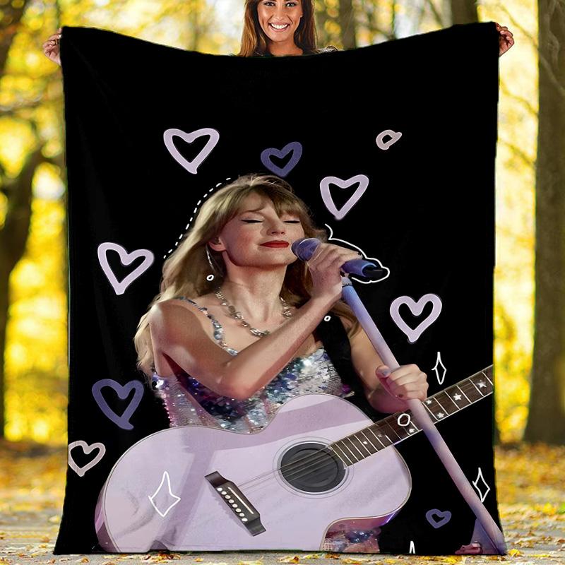 1 Stück Taylor Swift2 Thema Decke - Digitaldruck, Polyester, Gemütlich für alle Jahreszeiten, Perfekt für Draußen, Camping und Reisen
