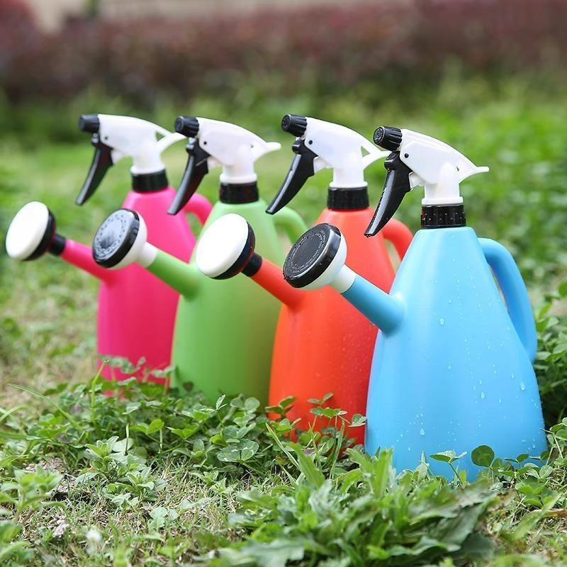 Multifunctional 2-in-1 Plastic Watering Spray Can Adjustable Pressure Portable Tool for Outdoor Garden Planting