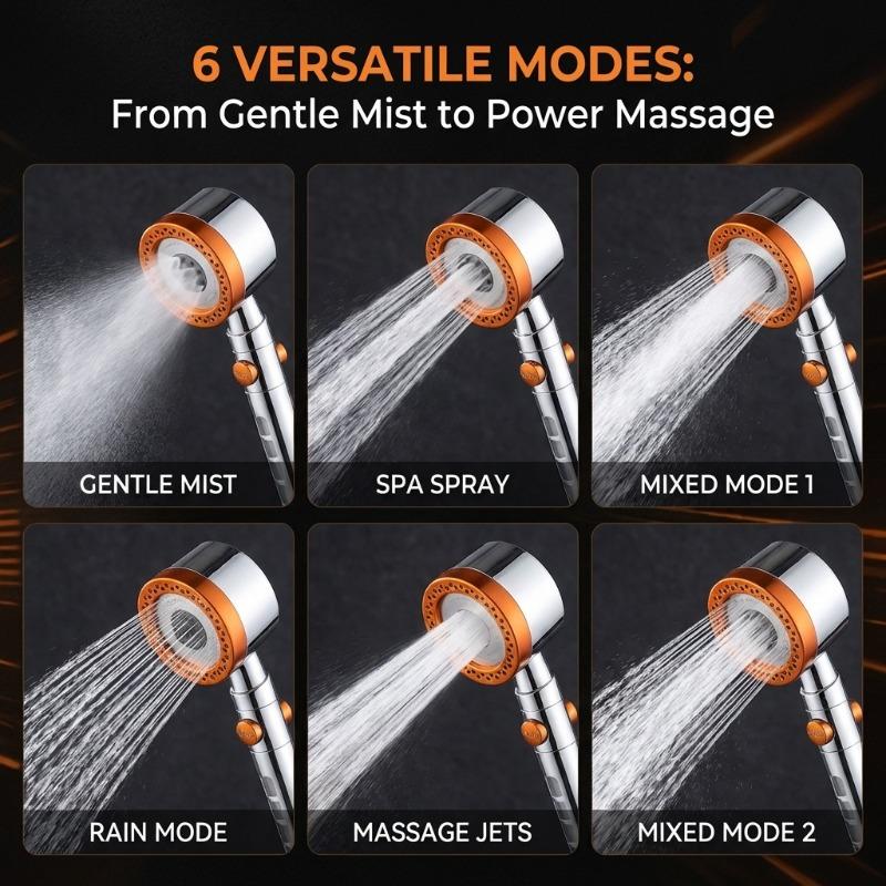 Shower Head High Pressure 5 Modes Spray Water Saving ABS Handheld Filter Large Flow Home Bathroom Spa Portable Shower Head