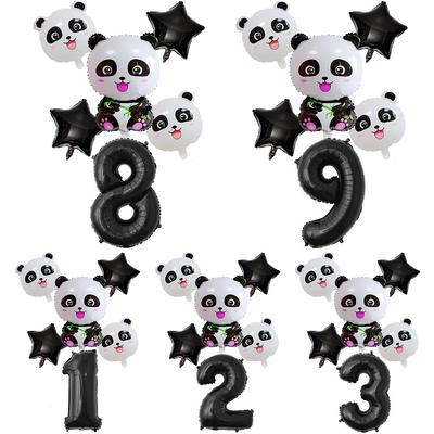 Xiaohongshu Panda Balloon Cute Panda 1-10 Birthday Party Decoration Arrangement Aluminum Film Balloon