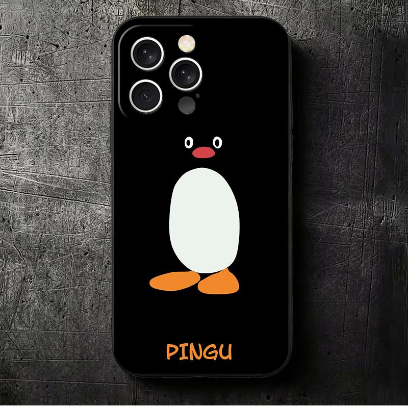 

Cartoon P-Pingu Penguin Soft Phone Case for iPhone 16 16E 17 Air 15 Pro Max 14 Plus 13 Mini 11 12 7 Black Cover Back Shell iPhone 16