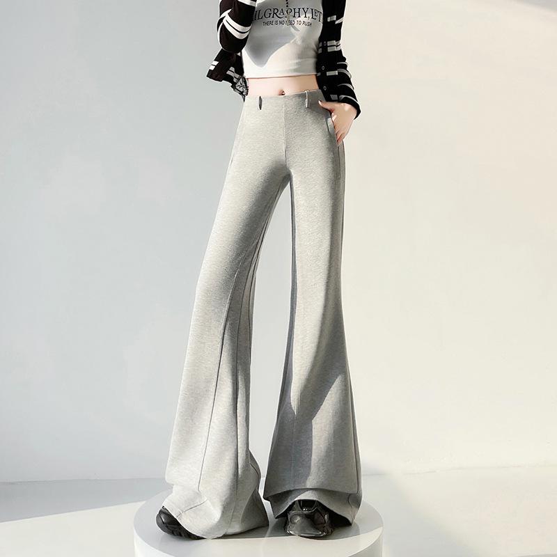 2026 Spring Women's Petite Low-Waist Micro-Flare Wide-Leg Sweatpants – Slimming, High-End Feel