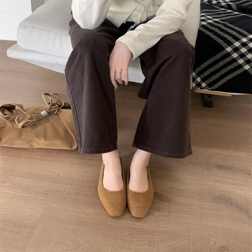 Woolen retro shallow mouth single shoes women's spring and autumn 2025 new versatile commuter soft sole comfortable soft sole grandma shoes