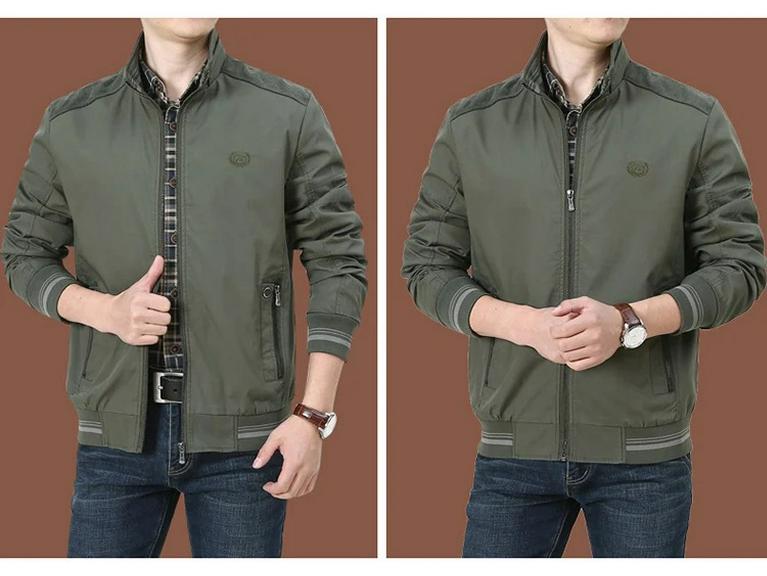 Men's Casual Cotton Jacket for Middle-Aged & Elderly - Lightweight Spring/Autumn Wear