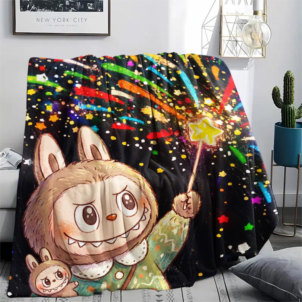 

Labubu Print Flannel Blanket, Ultra Soft High Quality All Seasons Warm Throw, Home Decor Cozy Blanket, Perfect Christmas Gift 80cm x 120cm