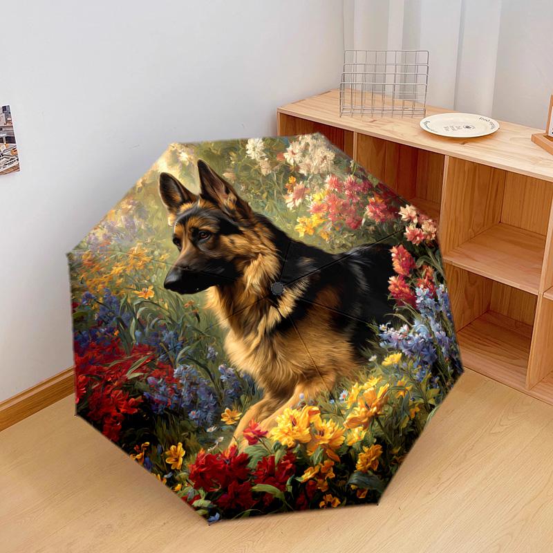 1 PC Automatic Folding Umbrella - German Shepherd Pattern, Portable & Foldable Design with 8 Ribs, Christmas Birthday Gifts