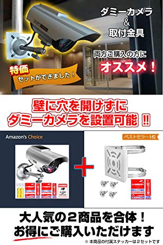 Co-Goods Dummy Camera with Mounting Bracket and Security Stickers (Full Set) - Latest Model Dummy Security Camera (Silver/White)