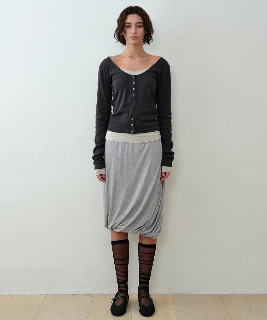 Simeteuligpeosenteu Diagonal Balloon Skirt / Melange Gray