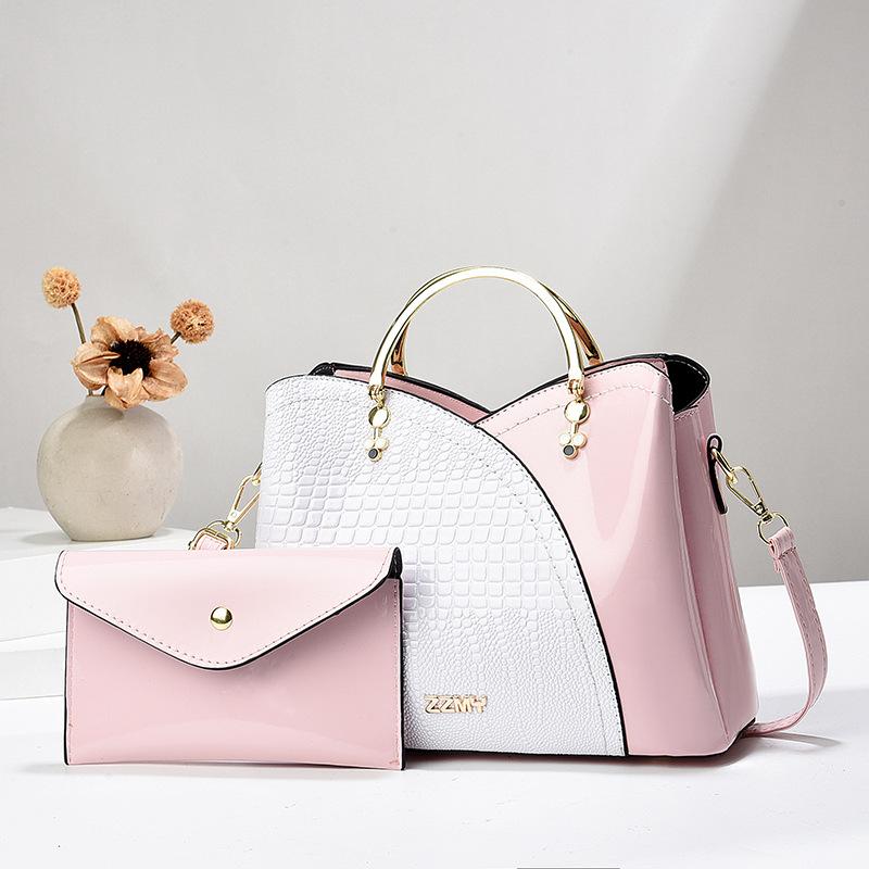 

Комплект из 2-х предметов, женская сумка, модная женская сумка с кошельком, контрастный цвет, модная композитная сумка, женская сумка через плечо