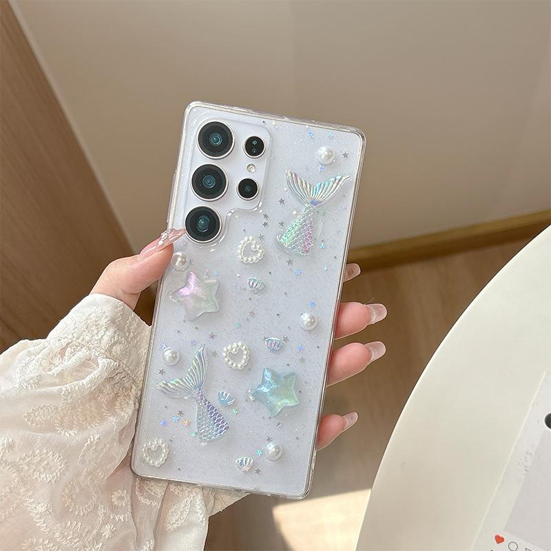 Rhinestone Bow Mobile Phone Case Is Suitable For Samsung S25Ultra Pearl S24 Fishtail S23 Glitter Light Luxury