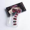24Pcs Christmas Themed Press on Tips Gold Foil Striped Christmas Snowflake Design Short Square Artificial Nail Tips