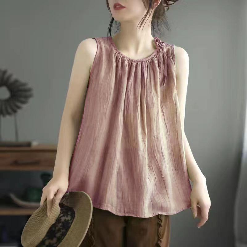 Fashion Solid Thin Linen Tanks Women Camis Blusas Loose Casual Summer Sleeveless Shirt Women Clothes Camiseta Mujer