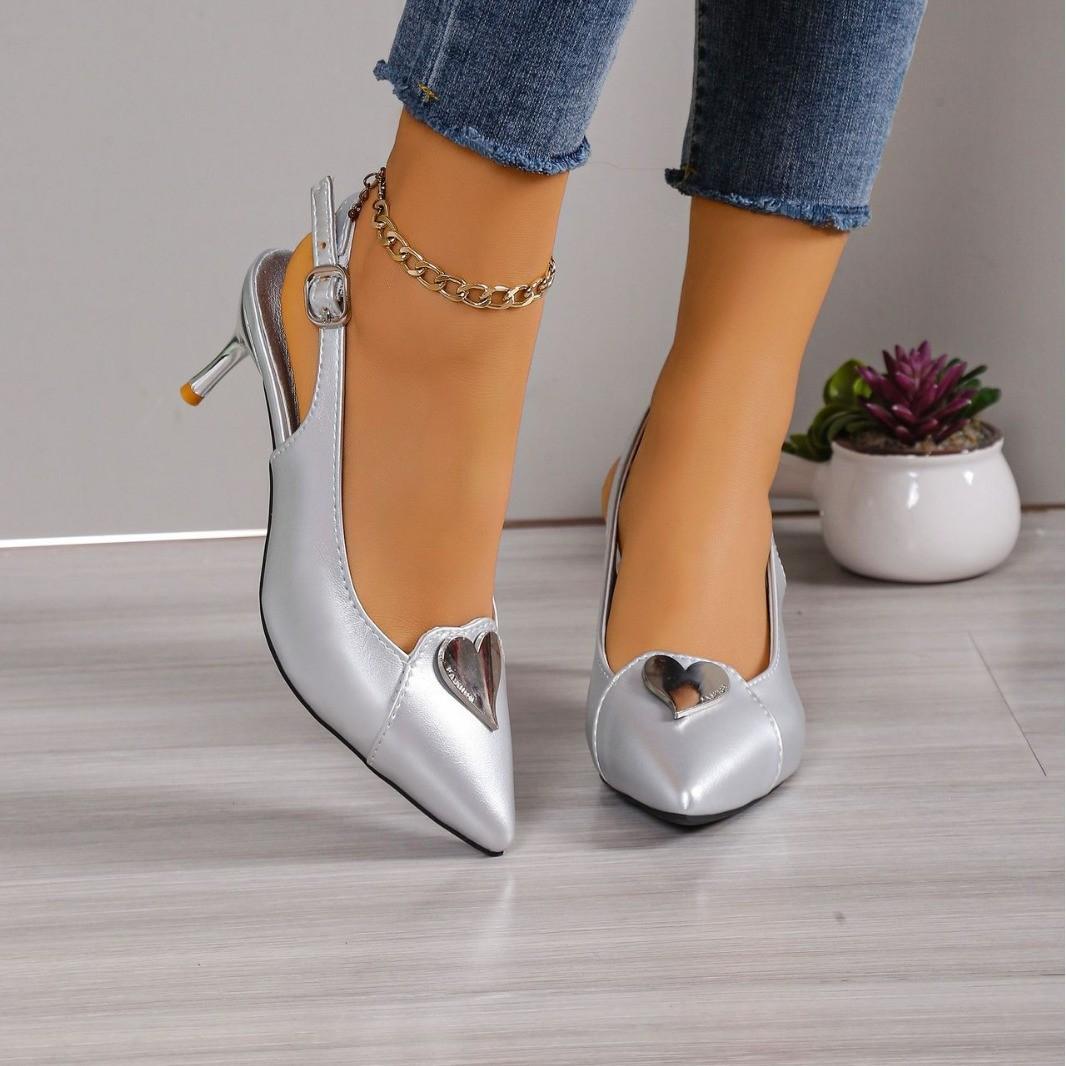 

2024 Женские Летние Новые Сексуальные Туфли-лодочки с Острым Носком, Модный Дизайнерский Каблук, Повседневные для Вечеринки, Женские Сандалии Большого Размера 35 серебряный