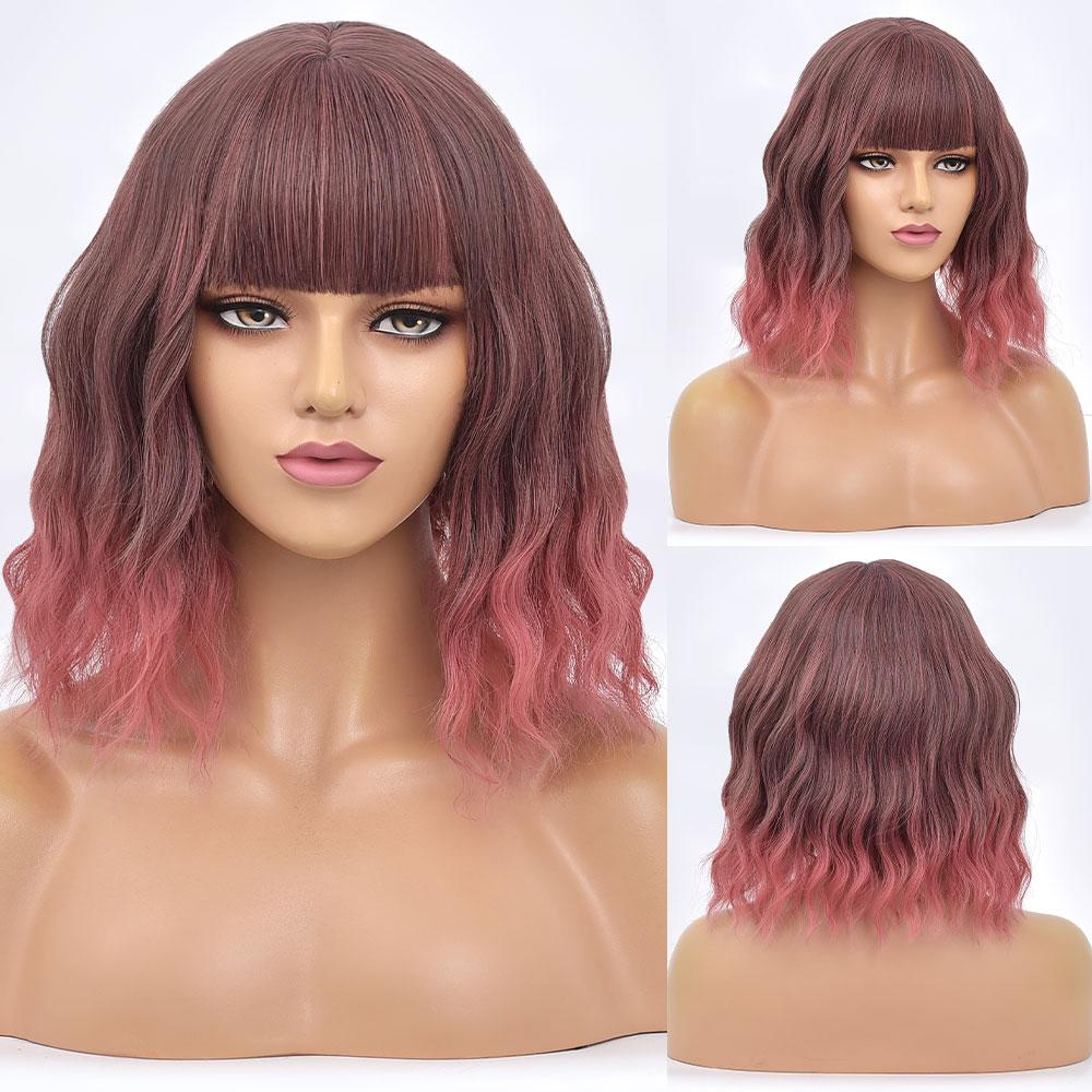 Purple Body Wave Synthetic Wigs For Women Long Ombre Cosplay Party Colorful Wig Natural Hair Heat Resistant Pelucas De Mujer