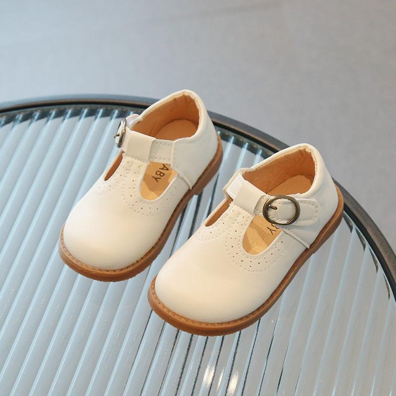 Girls Solid Color British Style Kids Princess Leather Shoes College Style Casual Single Shoes