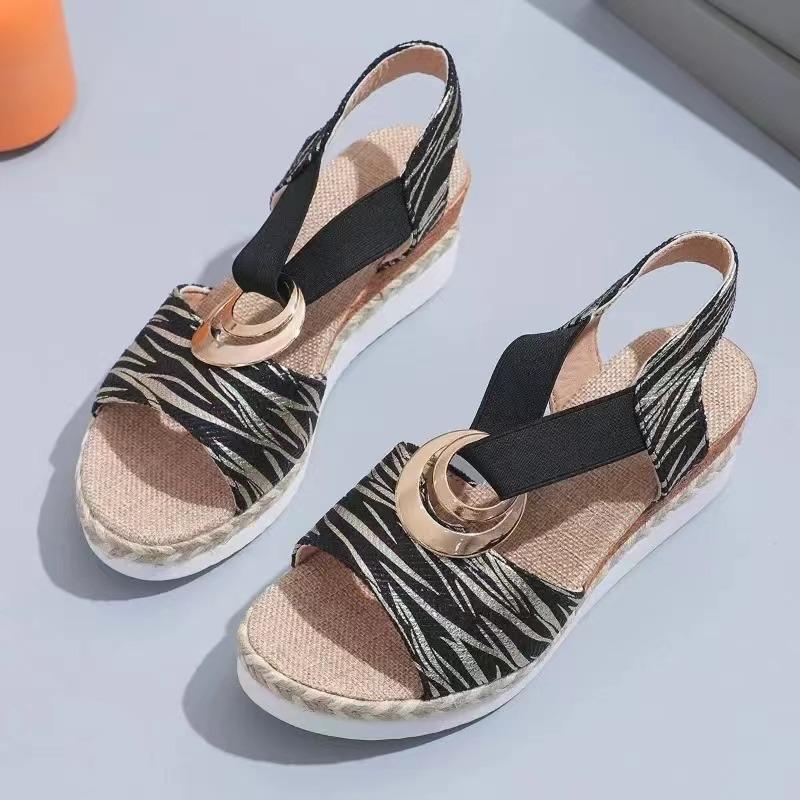 Fashion Women's Wedges Sandals 2024 Summer Snake Print Platform Sandals Gladiator Shoes Woman Comfort Casual Med High Heels Sandals