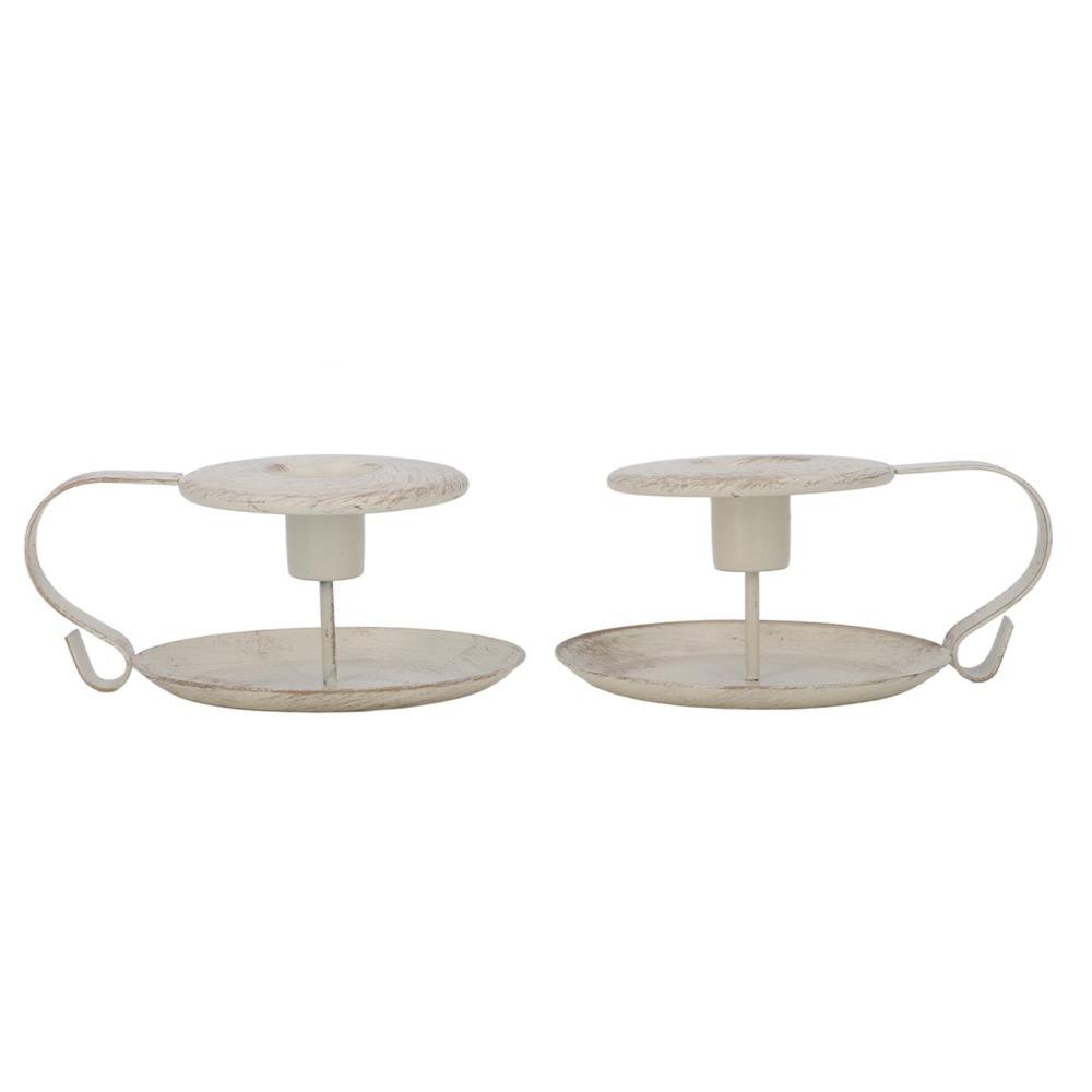 2pcs Iron Iron Candle Holder Antique Candlestick Holder Ceramic Candle Holders  Tabletop Display