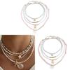 Soft Clay Artificial Pearl Necklace Set With Star Charm In Boho Style For Summer