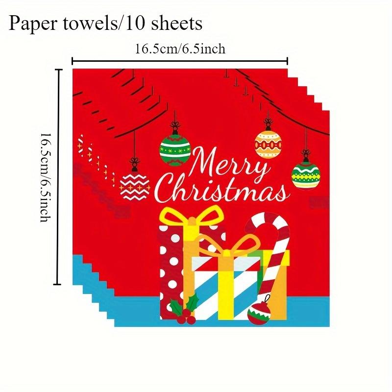 

10 pcs-Christmas Themed Birthday Party Disposable Paper Tray Tableware Paper Cup Tissue Banner Decoration Set Supplies
