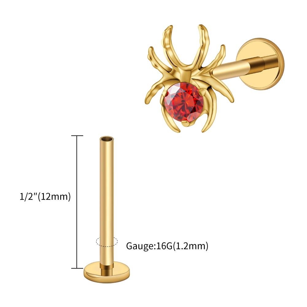 Right Grand ASTM F136 Titanium 16G CZ Spider Cartilage Earring Animal Spider Helix Tragus Lobe Stud Halloween Piercing Jewelry