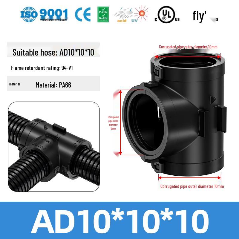 Zhengtao Plastic Corrugated Pipe Tee Connector, Equal/Unequal Diameter TY Type Fittings